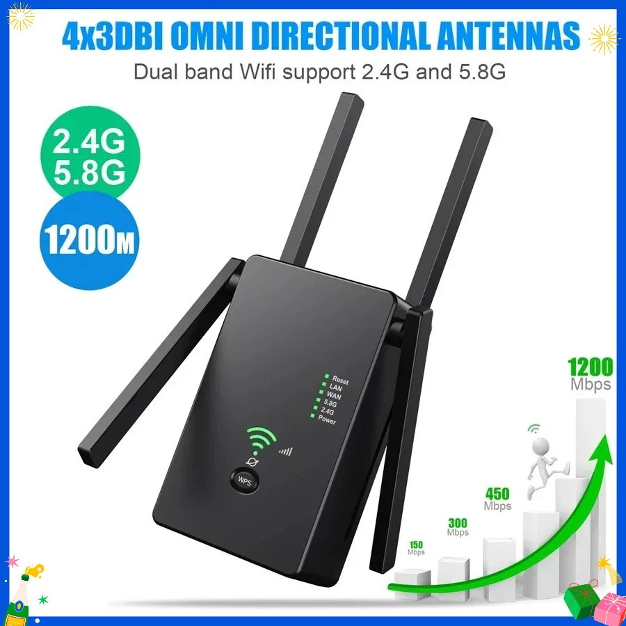 

Беспроводной 5G WiFi-удлинитель/маршрутизатор/точка доступа, двухдиапазонный репитер, усилитель сигнала 802.11AC, дальний радиус действия, 1200 Мбит/с, точка доступа Wi-Fi для дома