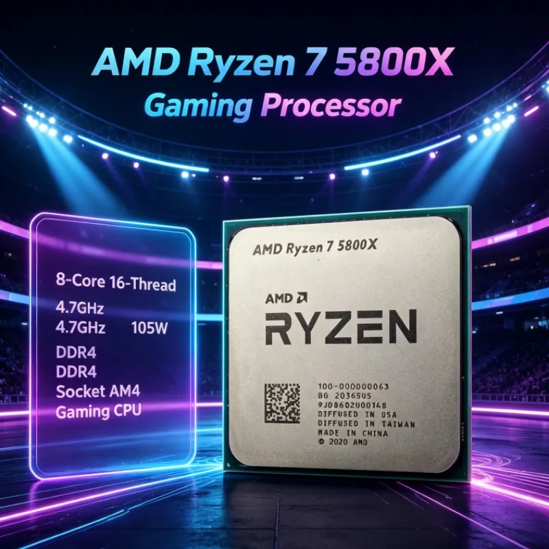 AMD R7 5800X Desktop Computer Processor 8-Core 16-Thread 3.8GHz 7nm AM4 32M L3 Type-C