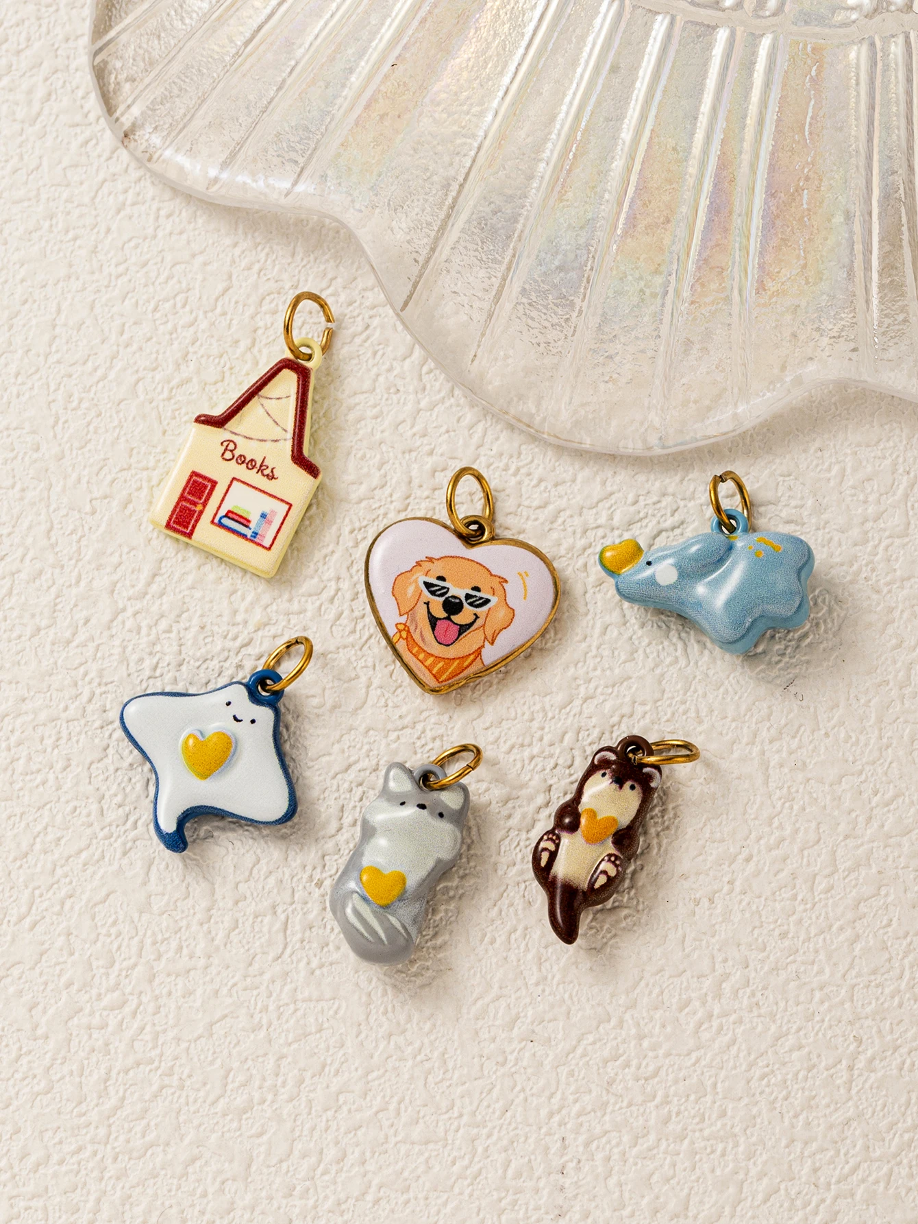 Edelstahl-Anhänger: Einfache und vielseitige Tier-Motive (kleiner grauer Waschbär, Maus, Elefant) für DIY-Schmuck. – Detail 2