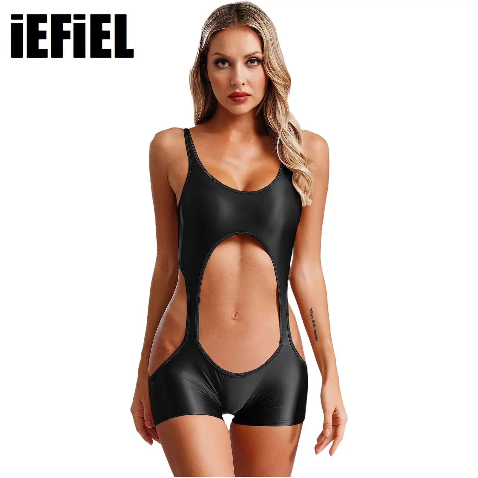 

Женское сексуальное эротическое забавное нижнее белье, костюм с U-образным вырезом, ажурный комбинезон без рукавов, одежда для ролевых игр, клубная одежда