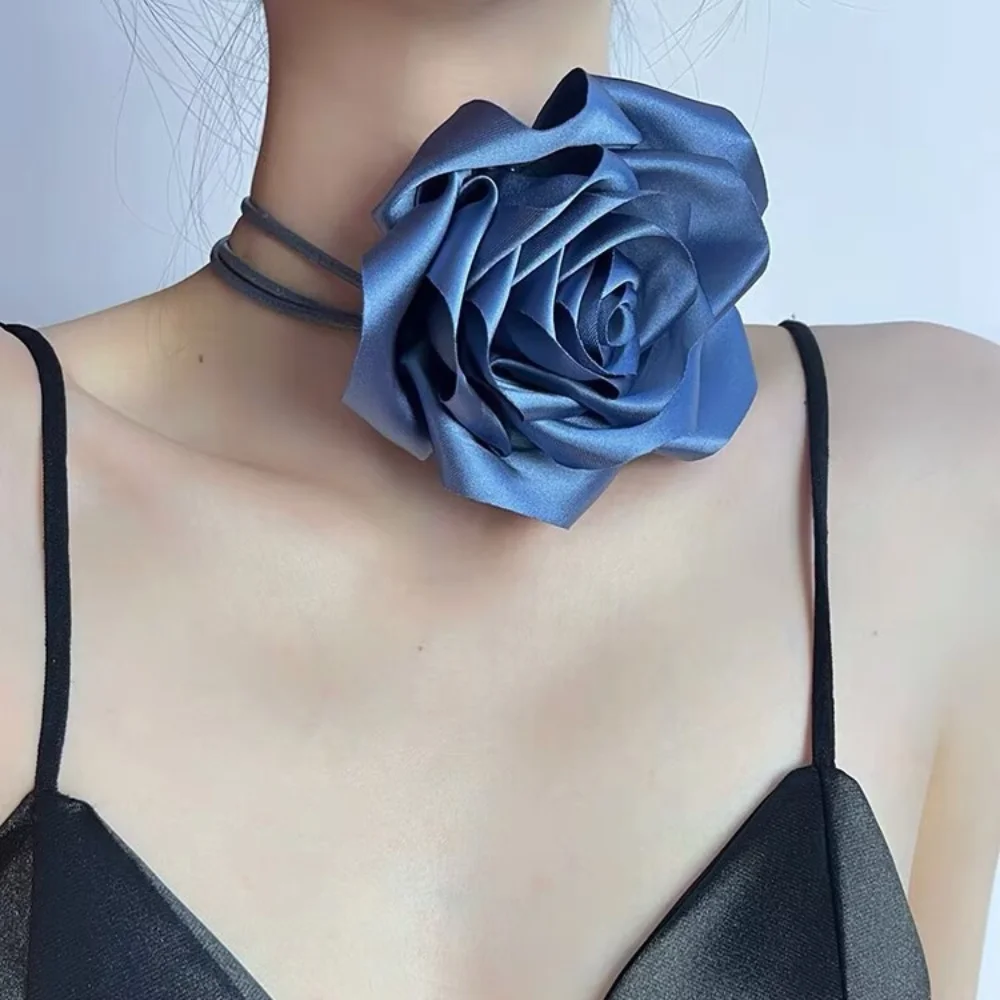 New Satin Rose Lace Neck Necklace Luxurious Neckband Choker Necklace Personality Fashion Body Chain Women