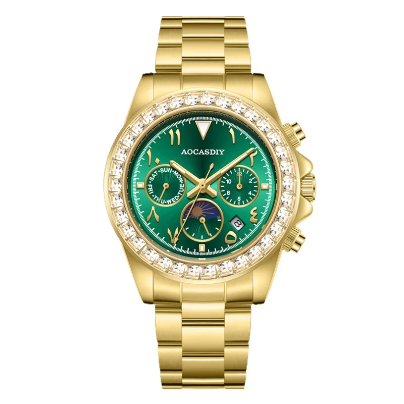 AOCASDIY men's watch multi-functional hollow mechanical watch luminous waterproof steel belt men's watch