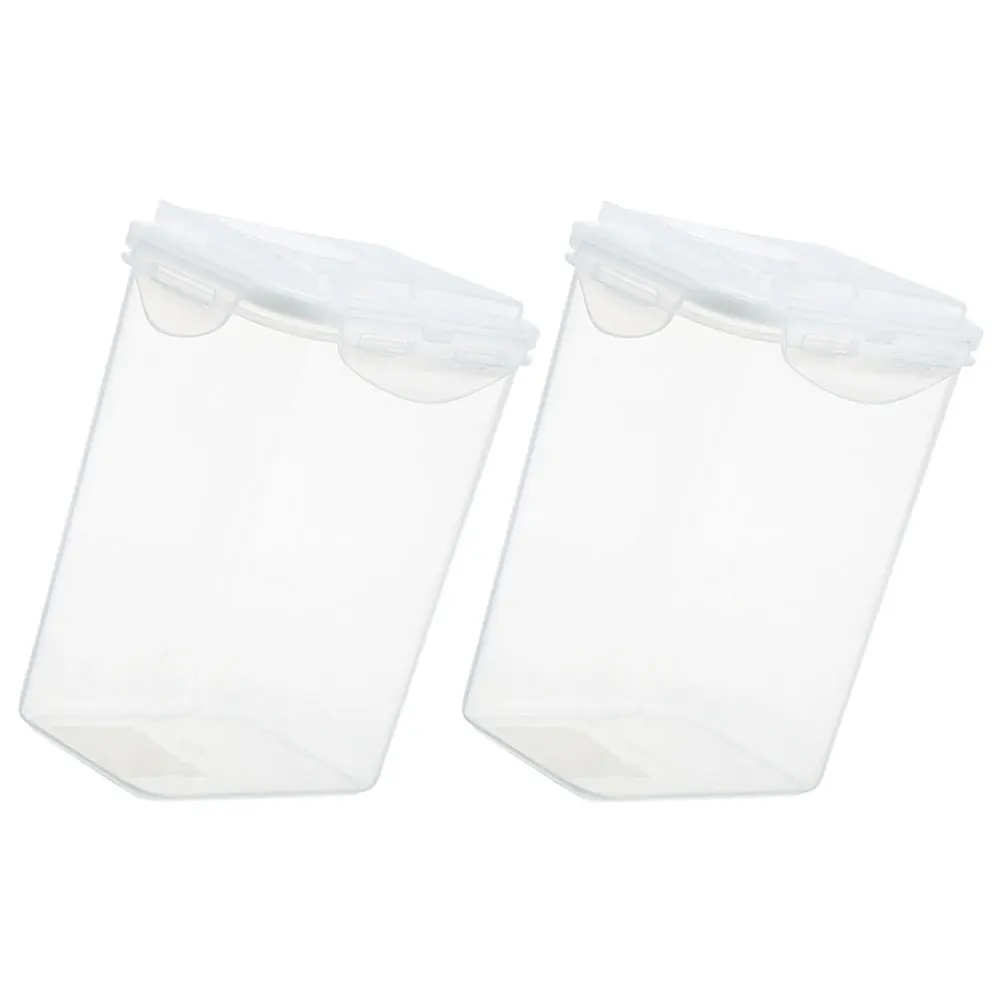 

2pcs Food Storage Jars Airtight Reusable Plastic Buckle Cereal Tea Sugar Grain Silica Gel Flour Clear Lid Jar Coffee Beans