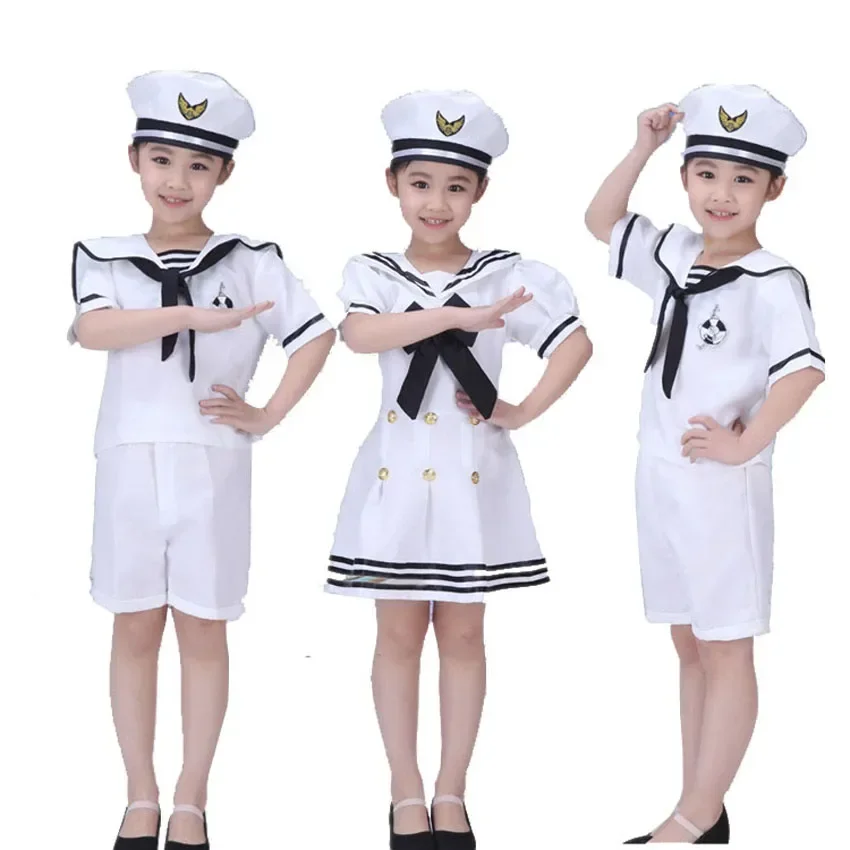 Kids Cosplay Navy Sailor Dress Costumes Army Suit Unisex Scout Uniform Christmas Halloween Dress Up Party Stage Show Dance