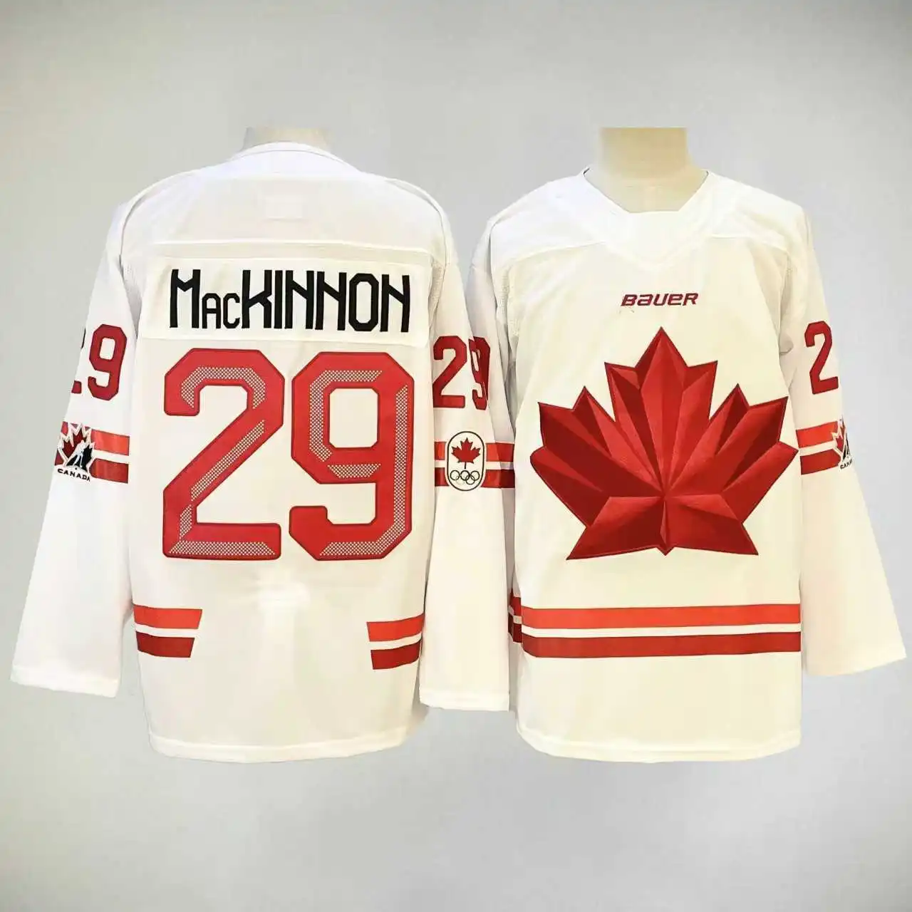 Camiseta de hockey blanca 2026 para hombre Nathan MacKinnon Canadá # 29 Deportes Fitness Correr Ciclismo Escalada Danza Baloncesto