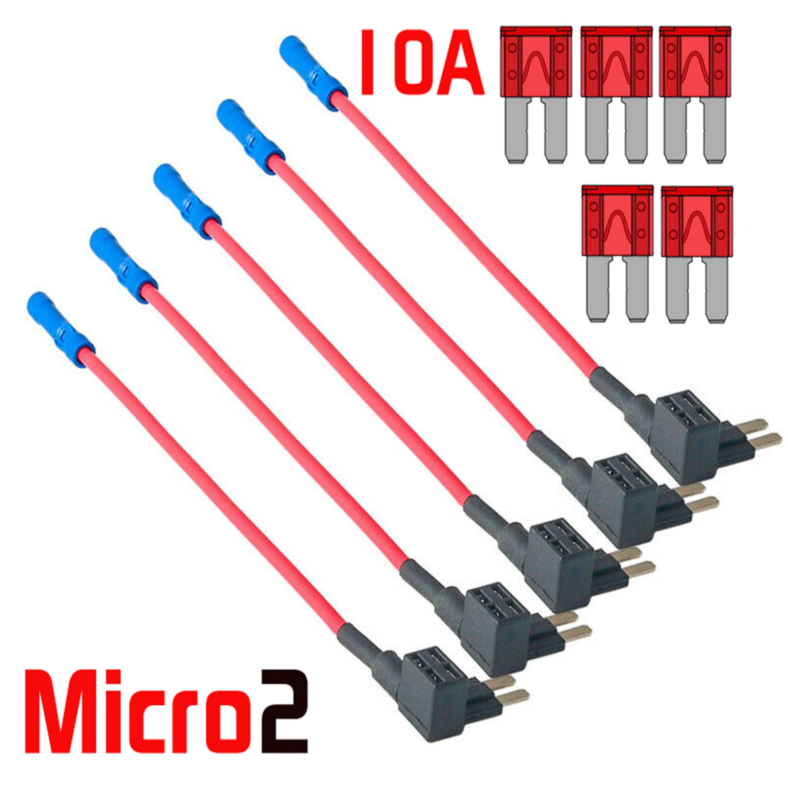 5 szt. 12V 24V Samochodowy uchwyt bezpiecznika 16AWG Zestaw adapterów do bezpieczników 10A Micro2 APT ATR Blade Uchwyt bezpiecznika Narzędzie
