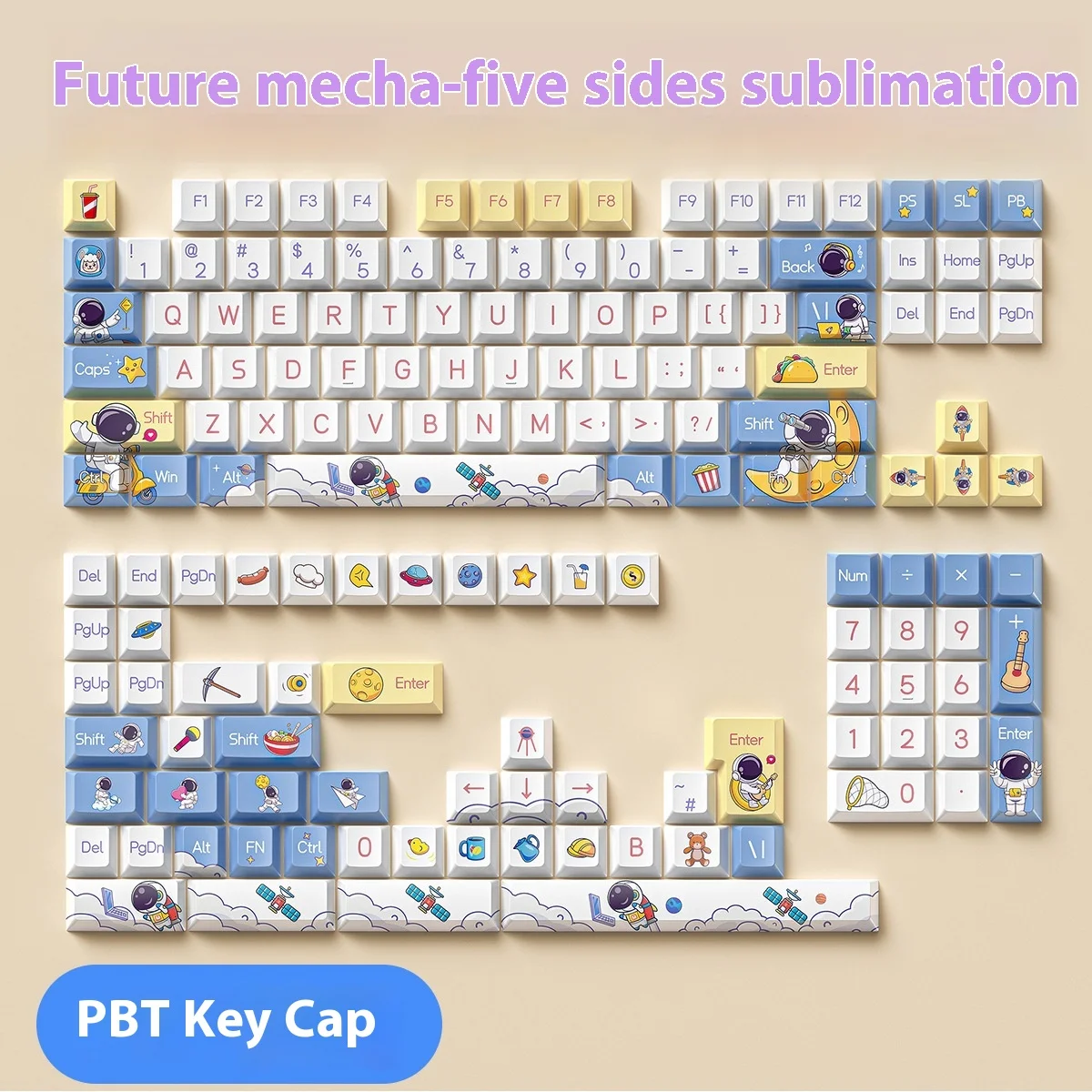 Silver Carving PBT key cap Future Mech/Astronaut mechanical keyboard key cap