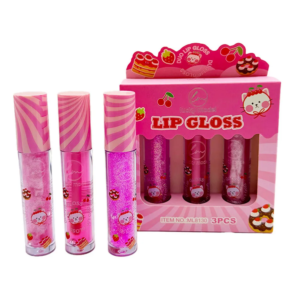 3Pcs Shiny Watery Lip Gloss Set Lip Plumping Woman Waterproof Longlasting Natural Moisturizing Lips Makeup Gifts for Girls