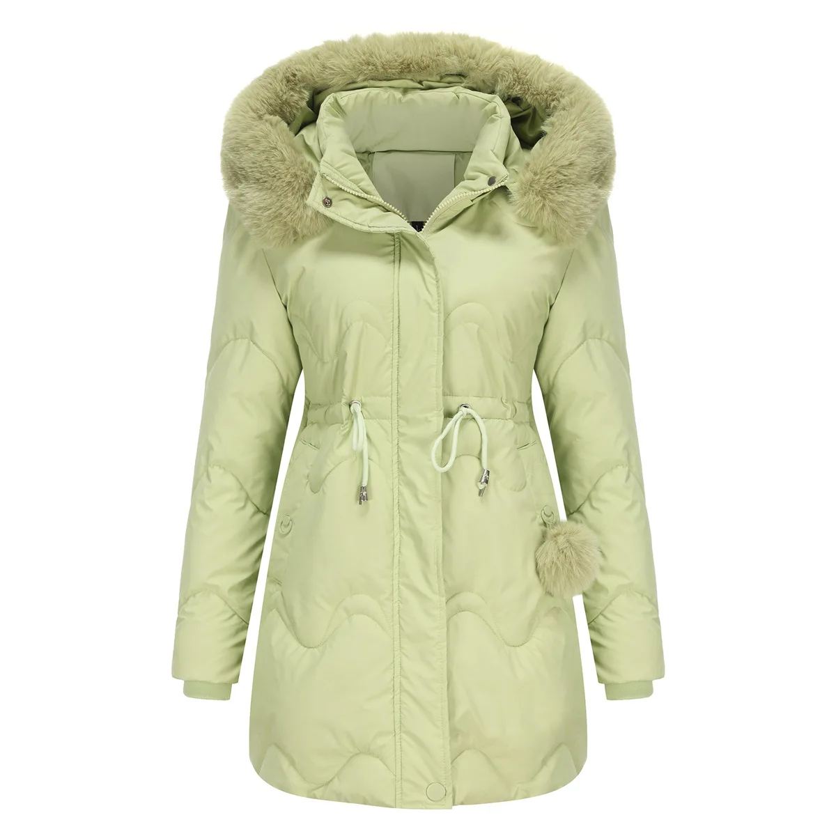 Chaqueta acolchada larga con capucha para mujer, abrigo cálido de algodón grueso, Color puro, invierno, novedad de 2024