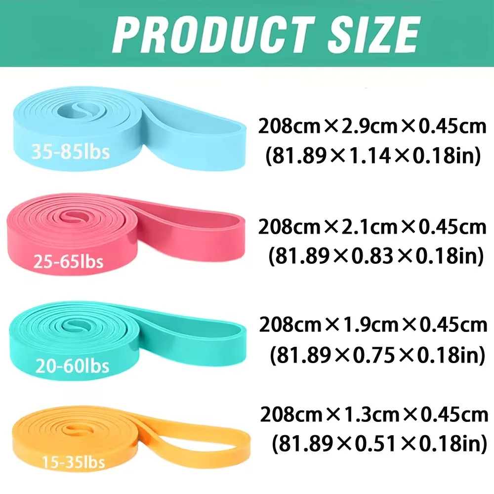 4 Levels Fitense Resistance Bands Set, Long Loop Power Workout Bands for Stretching,Pull Up Assistance & Muscle Training