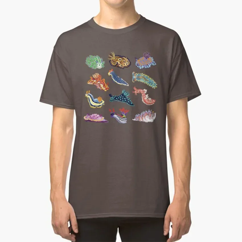 men clothing  harajuku Nudie Cuties T-  Sea Slug Nudibranch Biology Marine Biology Colorful Rainbow Infographic Blue Sea Ocean - view 3