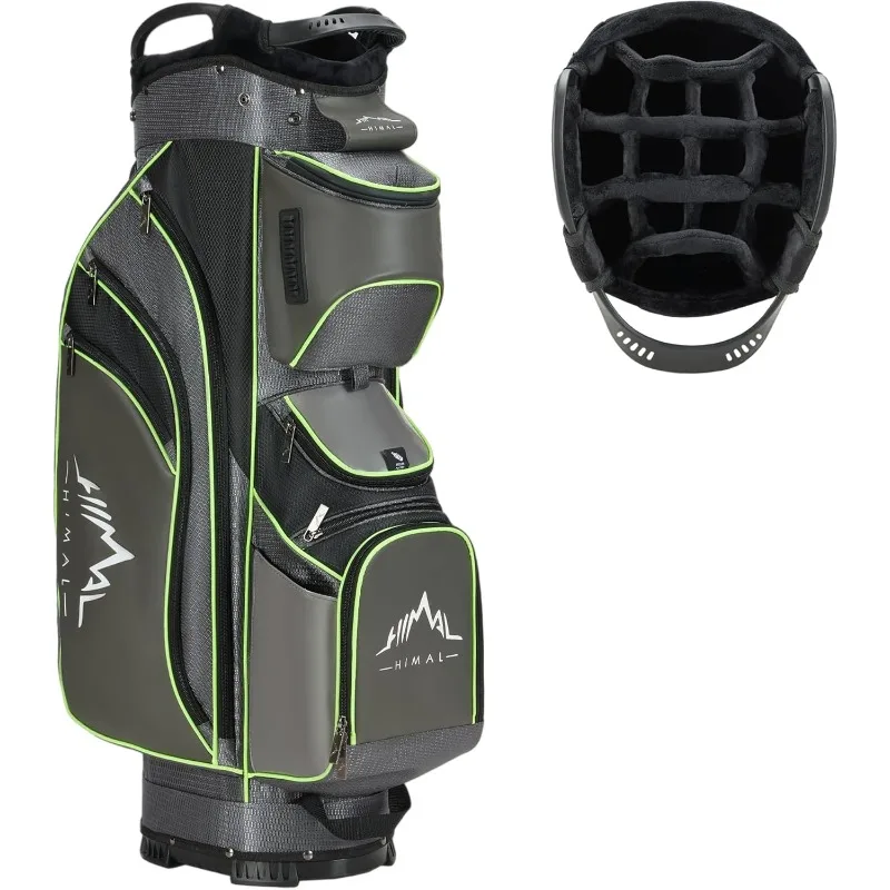 

14-Way Golf Cart Bag with Full Length Divider, Premium PU Leather Golf Bag with Plush Top,Magnetic Pocket and Rain Cover for Men