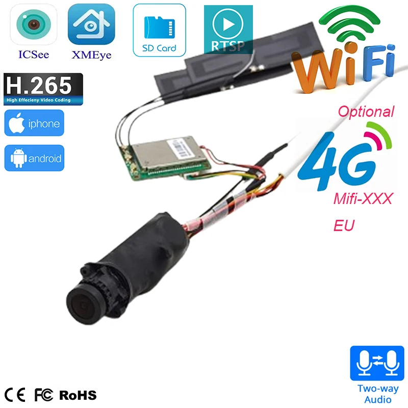 1080P IPC Module DIY 4G SIM Card Mini Camera Security Surveillance IP Camera 25fps IEMI Change Audio On vif Cctv Icsee Xmeye