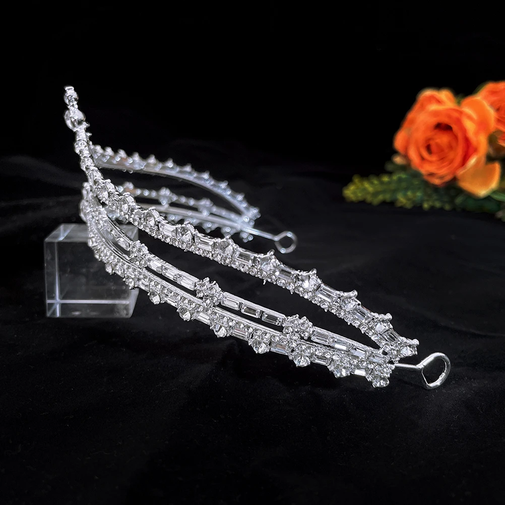 

Wedding Headpiece Rhinestone Bridal Hair Decors Elegant Crown Headdress for Bride Party Accessories Silver Color