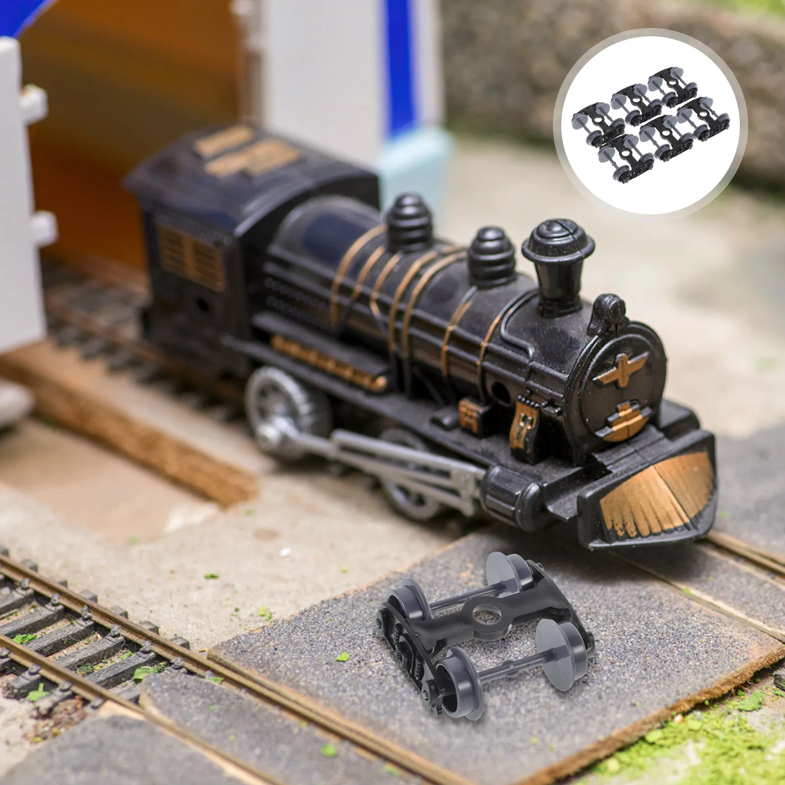 

12Pcs Plastic Railway Wheels Black Accurate Replacement Pieces for Scale Train Carriage DIY Assembly Train Accessory Supplies
