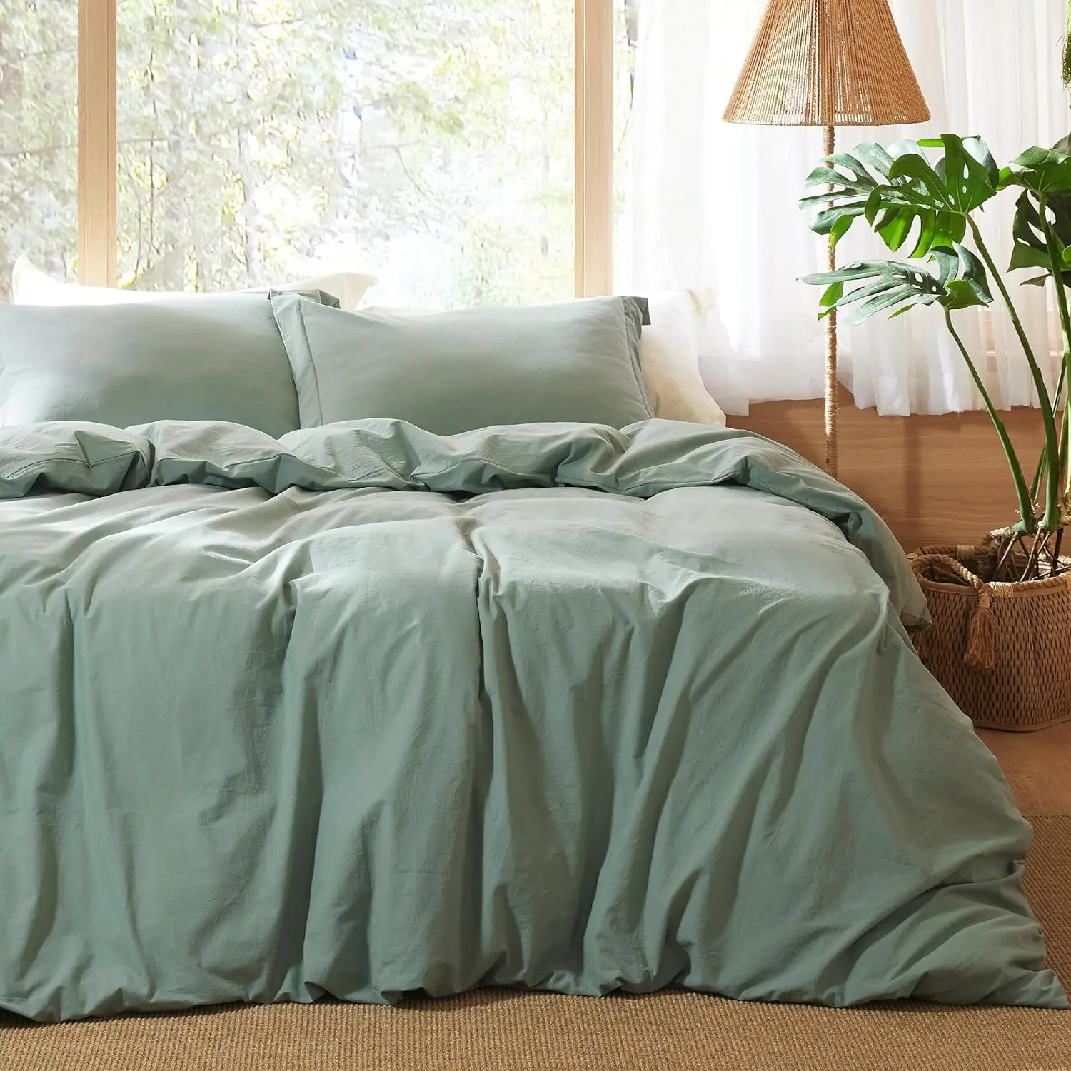 Bedsure 100% Stone Washed Cotton Duvet Cover, 3pcs/2pcs, Minimalist Cotton Duvet Cover Set