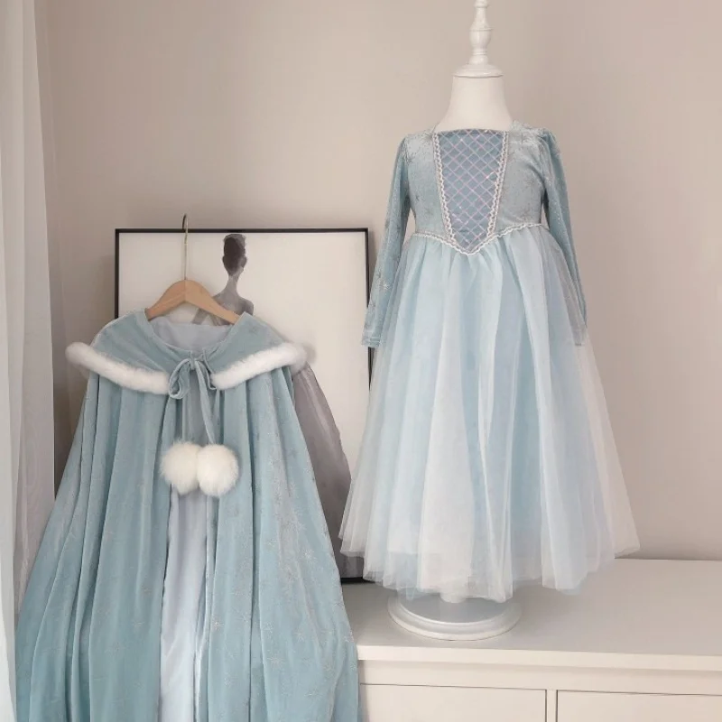 autumn-winter-new-girls-baby-princess-dress-mesh-gown-with-cape