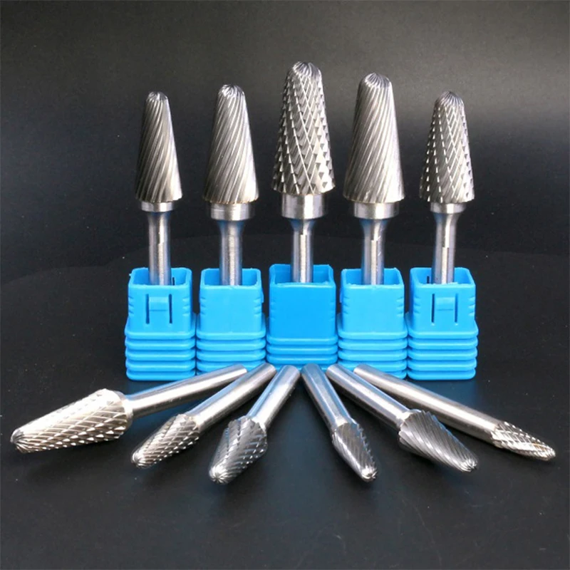 L Type Single Cut Head Tungsten Carbide Alloy Rotary File Tool Point Burr Die Grinder Abrasive Tool Drill Milling Carving Bit