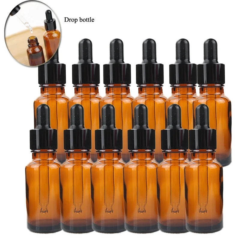 

100pcs 30ml Amber Glass Drop Bottle Liquid Reagent Pipette Bottle with Eye Dropper for Essential oil Aromatherapy Refill Bottle