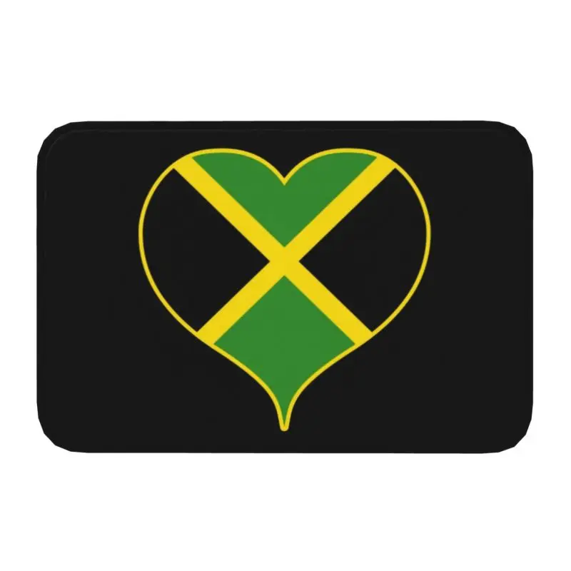 Jamaica Flag Jamaican Heart Front Floor Door Entrance Mats Outdoor Proud Patriotic Bathroom Kitchen Doormat Garage Carpet Rug