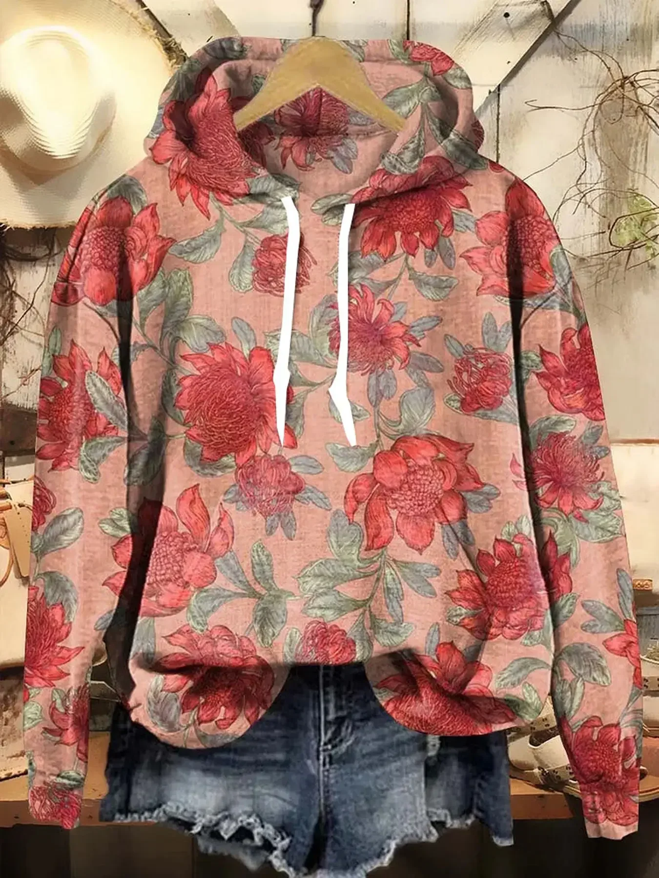 Flower 3D Printed Hooded Sweatshirt for Women's Fashion Super Large Hooded Sweatshirt for Women's Animal Sports Shirt