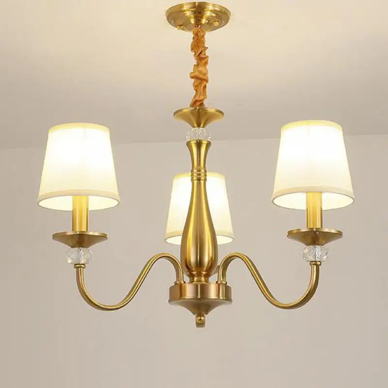 

American Vintage led candle Chandelier lighting for Living Room Bedroom Restaurant kitchen loft E14 cloth lampshade pendant lamp