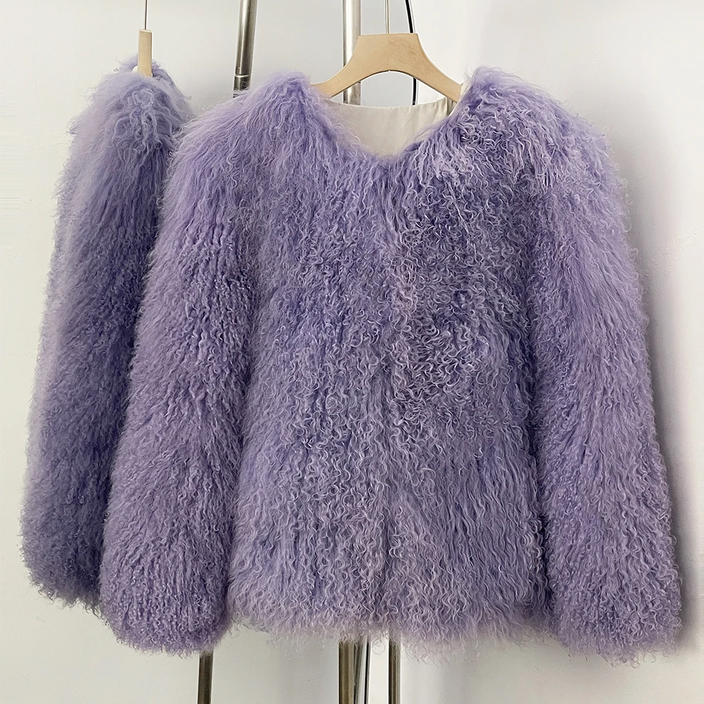 OFTBUY Natural Mongolia Sheep Fur Coat Thick Warm Short Real FurJacket Outerwear Female New Fashion Autumn Winter Clothes Women