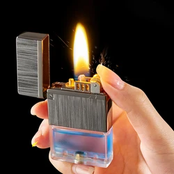 Kerosene Lighter Transparent Oil Bin Lang Sound Steel Sound Grinding Wheel Lighter Smoke Accesoires