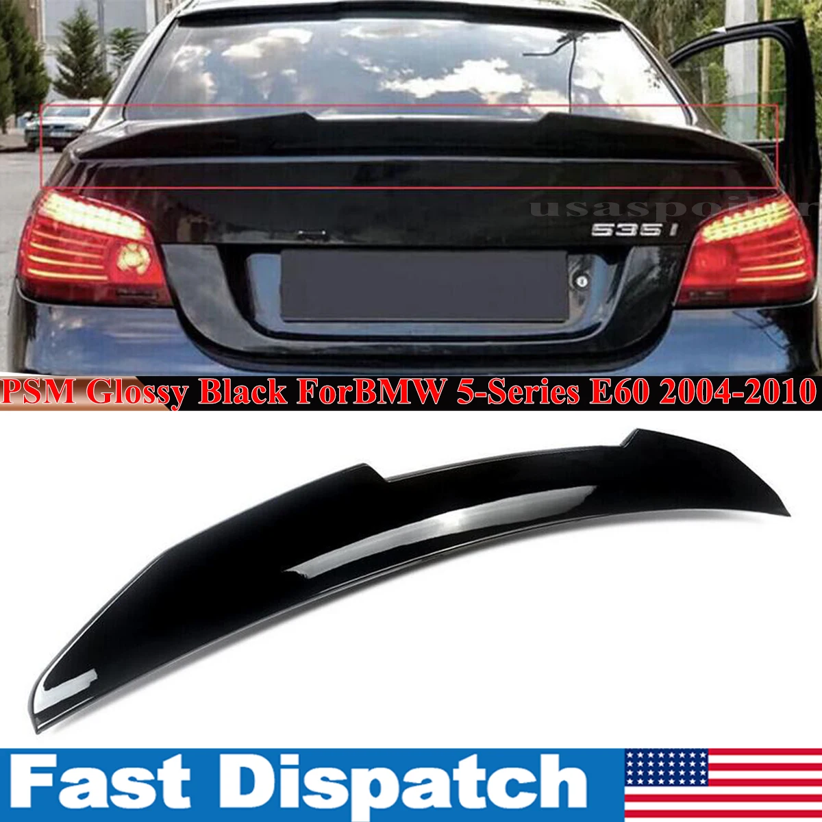 

PSM Style Trunk Spoiler Wing For 2004-2010 BMW 5-Series E60 Sedan Rear Tail Wings Glossy Black Rear Spoiler Lip Magickit