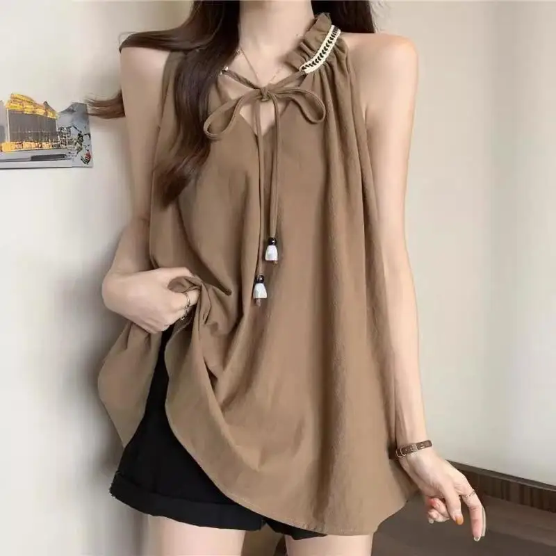 Women's Camisole Base Layer Top Polyester Plus Size Women Commute French Style Slimming Versatile Trendy Beautiful Belly Cover