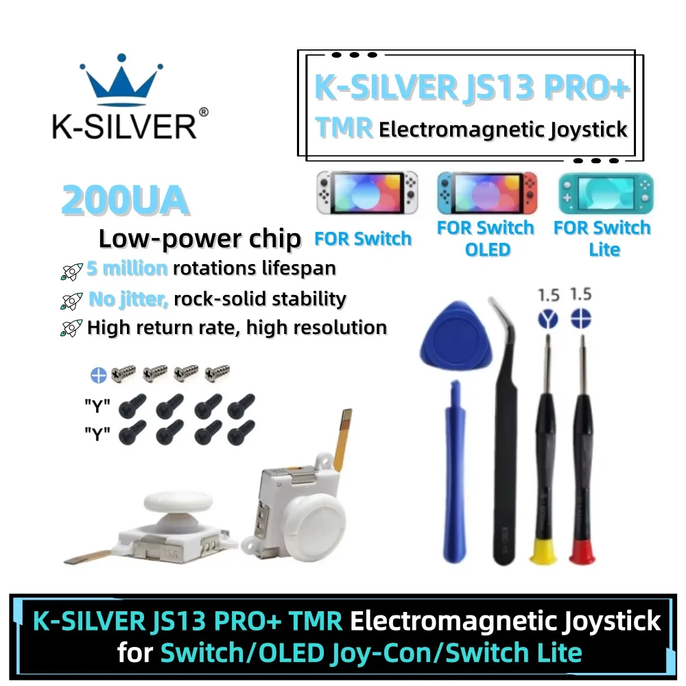 

For Nintendo Switch Replacement K-SILVER JS19 TMR Joystick 3D Analog Thumb Stick for Switch Lite Joycon Controller Repair Tool