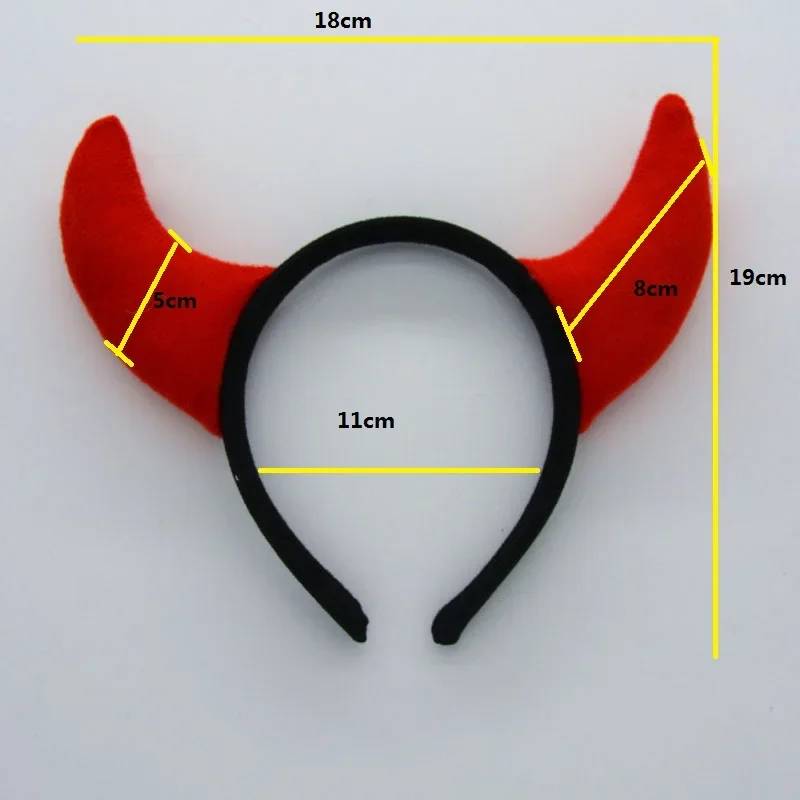 Volwassenen Kinderen Pluche Mannen Jongen Dier Zwart Rood Duivel Hoorn Hoofdband Demon Haarband Cadeau Verjaardagsfeestje Cosplay Kostuum Halloween