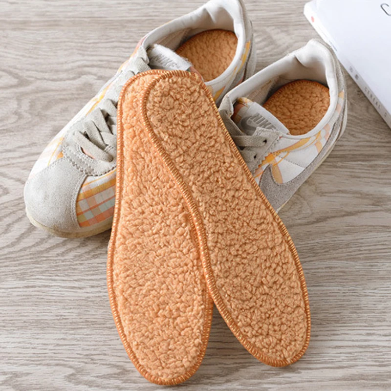 1Pair Wool Warm Shoes Insole Thermal Felt Insoles For Men Women Insert Winter Sports Running Insoles Snow Boots Heating Pads Hot