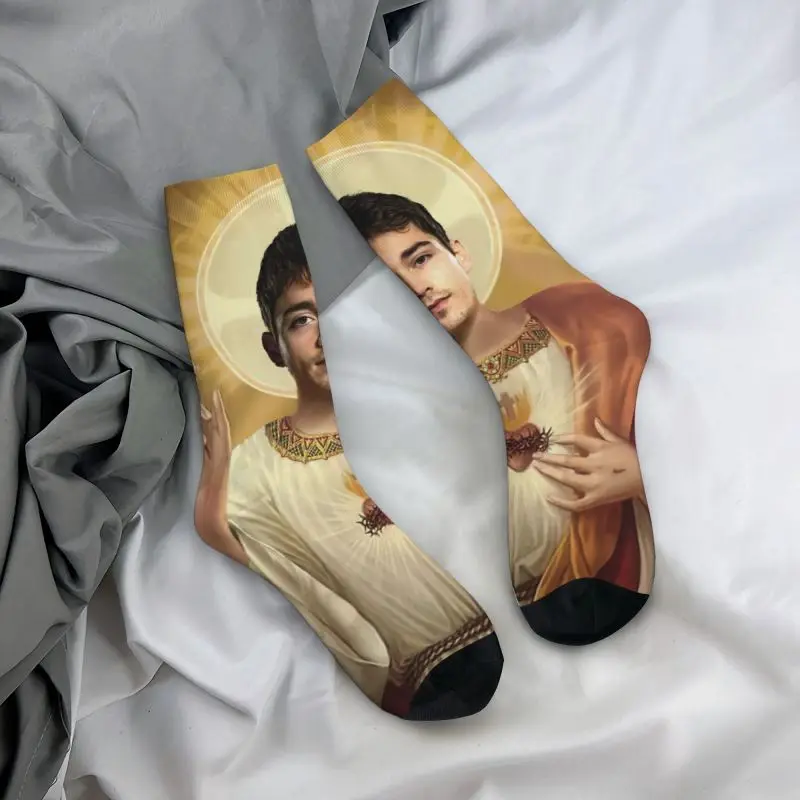 Saint Leclerc Charles Jesus Men's Crew Socks Unisex Fun 3D Printing Monaco Formula One Driver Dress Socks