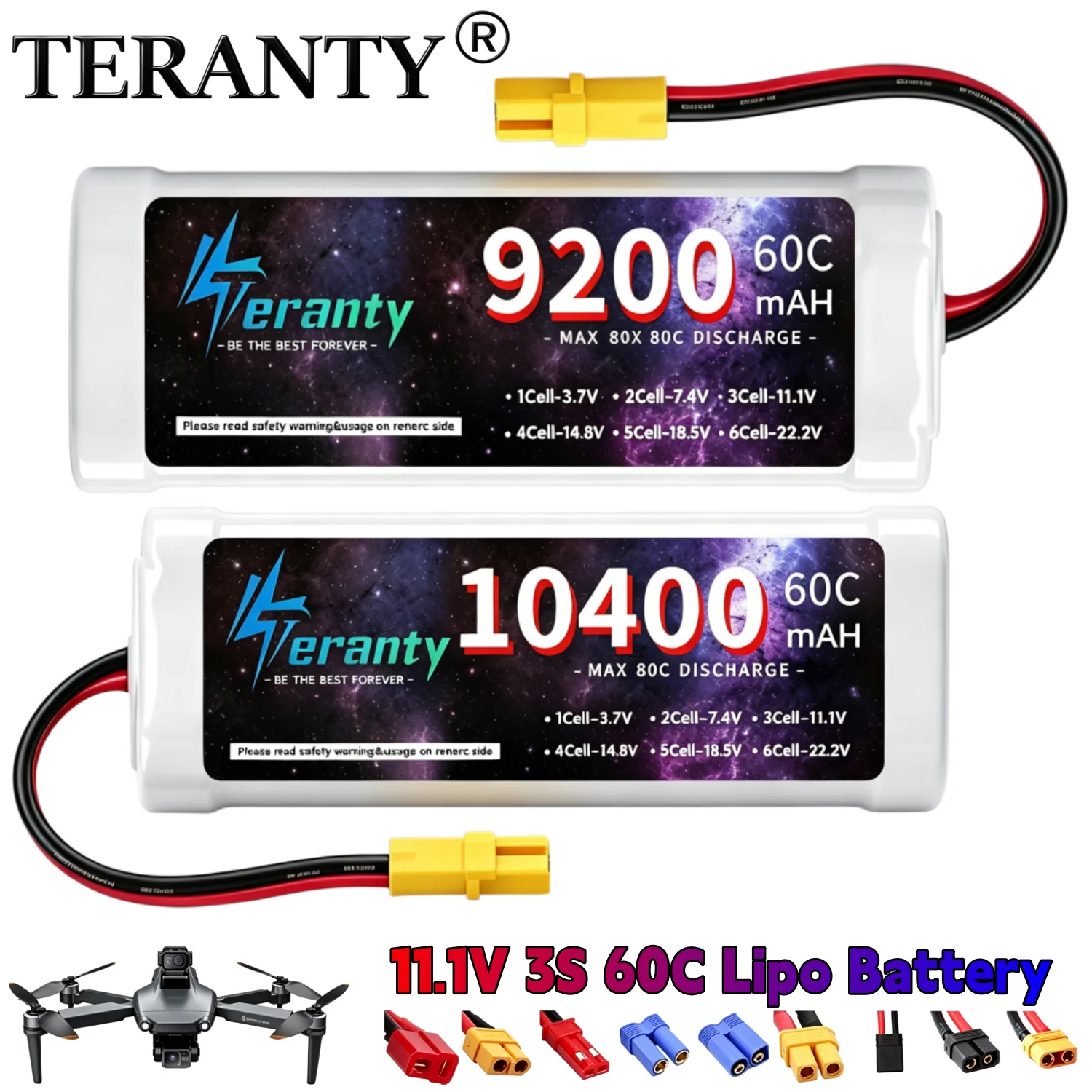 

11.1V 3S LiPo Battery 60C 8000 8500 8800 9200 9800 10400mAh Deans T Connector XT60 Plug Polymer Batteries RC Car Drone Model Toy