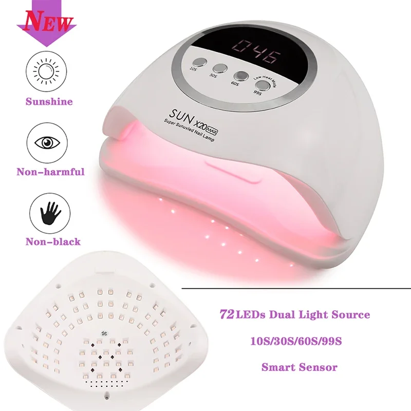 YIKOOLIN SUN X20 Nail Dryer Machine 72 LEDs UV LED Lamp for Nails Gel Polish Curing Manicure Lamp 4 Styles Timer LCD Display