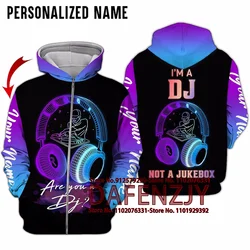 Sudadera con capucha personalizada con tu nombre para hombre y mujer, jersey de Hip Hop con cremallera impresa para fiesta de DJ y club nocturno
