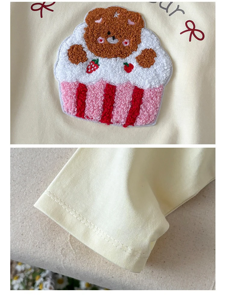 Langarm-T-Shirt für Kleinkinder, Mädchen, Herbst, süße Cartoon-Bären-Oberteile für Kinder, weiches Baumwoll-T-Shirt, lässige Basic-Shirts für Babys. – Detail 6