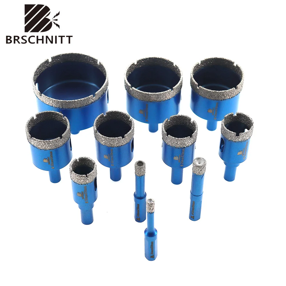 BRSCHNITT 11pcs/set Diamond Drilling Bits Tile Cutter Hole Drill for Drilling Ceramic Marble Granite Triangle Shank  Dia 6-100mm