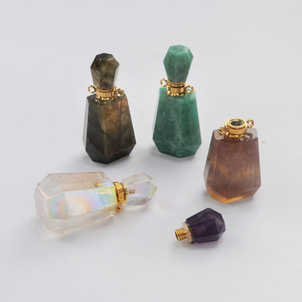 BOROSA Vintage Natural Multi-kind Stone Faceted Perfume Bottle Connector for Women Girl Engagement Statement Jewelry Accessories