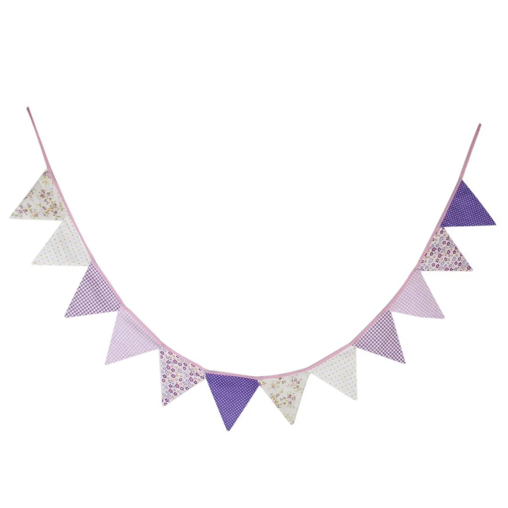 

12Pcs Purple Series Triangle Bunting Flags Wedding Party Banner Decoration Garland for Home Garden Events Triangle Banner
