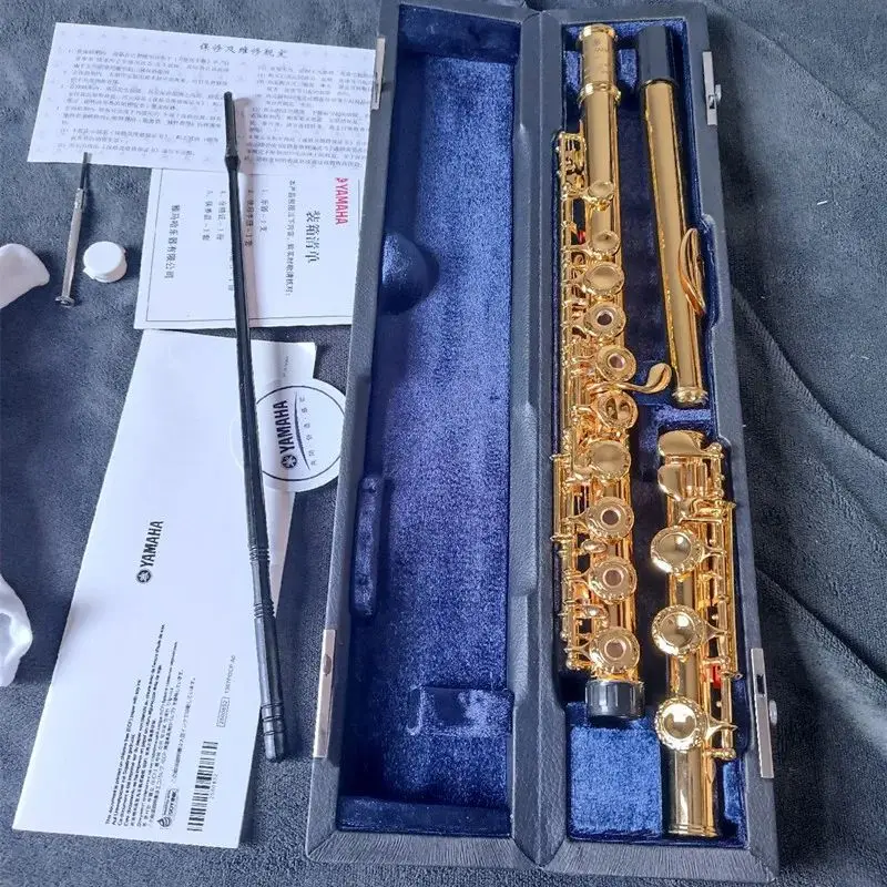 

Made in Japan Flute Professional Cupronickel Opening C Key 17 Hole Flute 18k Gold Plated Musical Instruments With Case