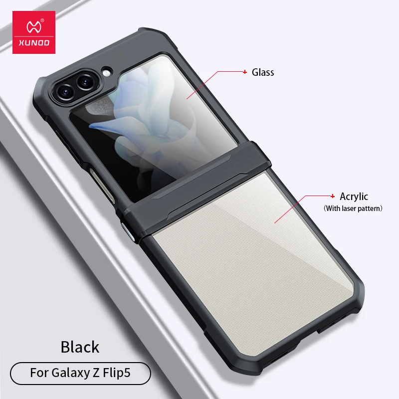 Xundd für Samsung Galaxy Z Flip 7 5 Z Flip 6 7 5G Hülle Airbag stoßfestes Acryl+TPU+Glas Rückseite für Flip5 Zdaa 5 7 Diego Premiere – Detail 12