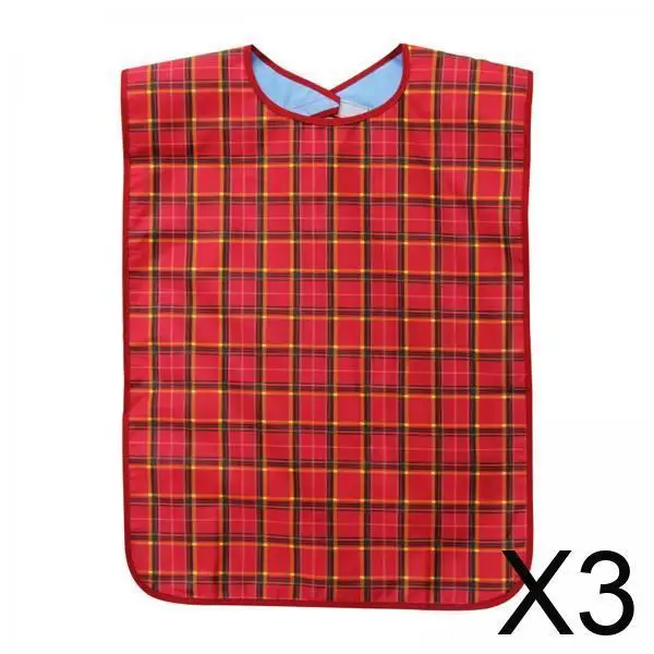 

3xAdult Bib for Elderly Seniors Clothing Protector Resuable Machine Washable Adjustable Large Eating Cloth for Senior Citizens
