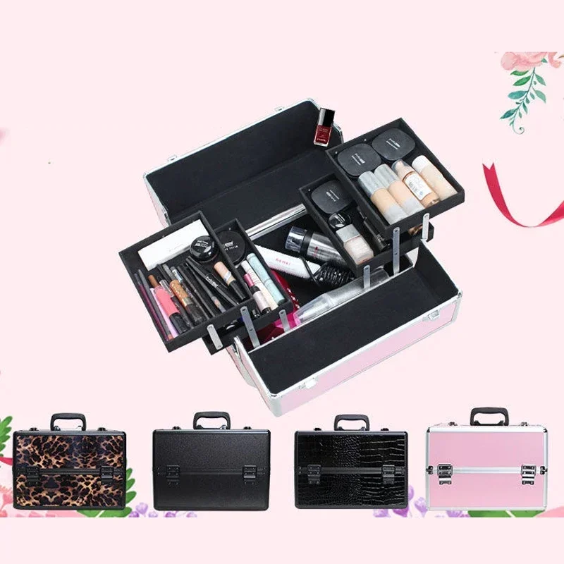 New Beauty Makeup Box Artist Professional Cosmetic Cases Make Up Tattoo Nail Multilayer Toolbox Storage Organizer Suitcase Bag