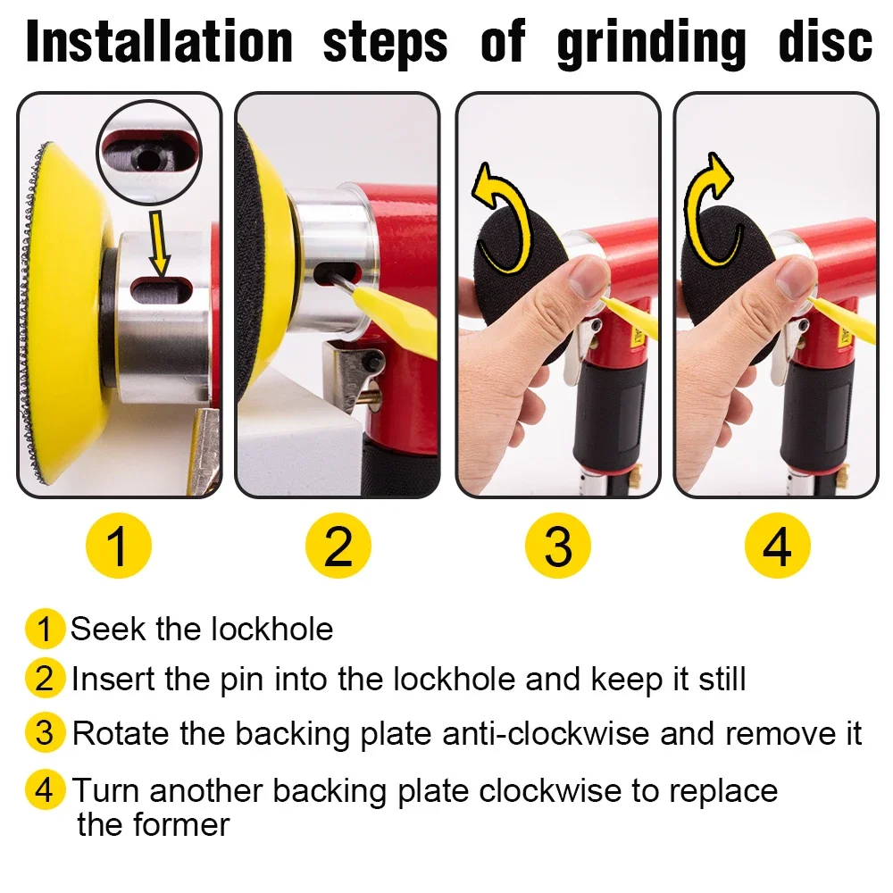 Mini Orbit Air Sander Pneumatic Grinding Machine for Car Polishing High Speed Air Powered Polisher Grinding Set with 2\