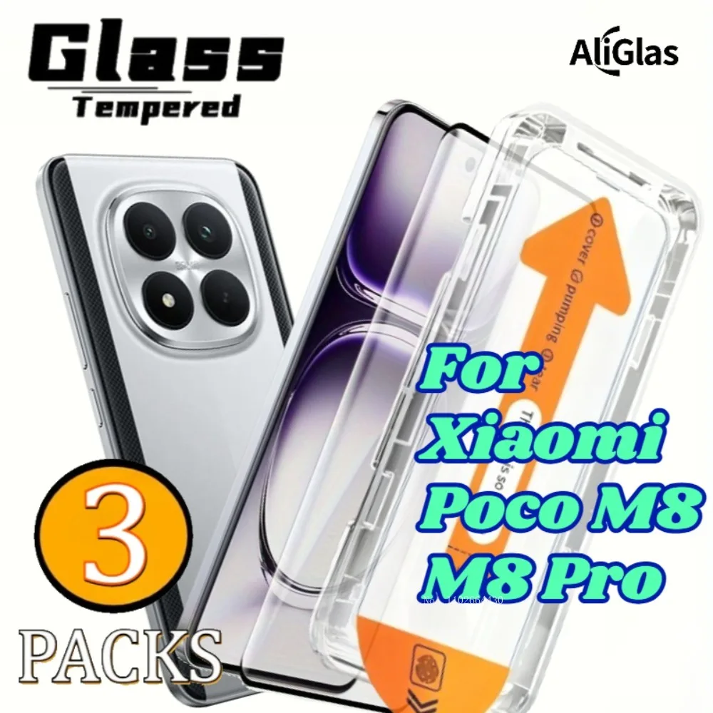 

3 Pcs HD Tempered Glass Film For Xiaomi Poco M8 Series One Click Screen Protector For Xiaomi Poco M8 Pro Tempered Film Dust Free