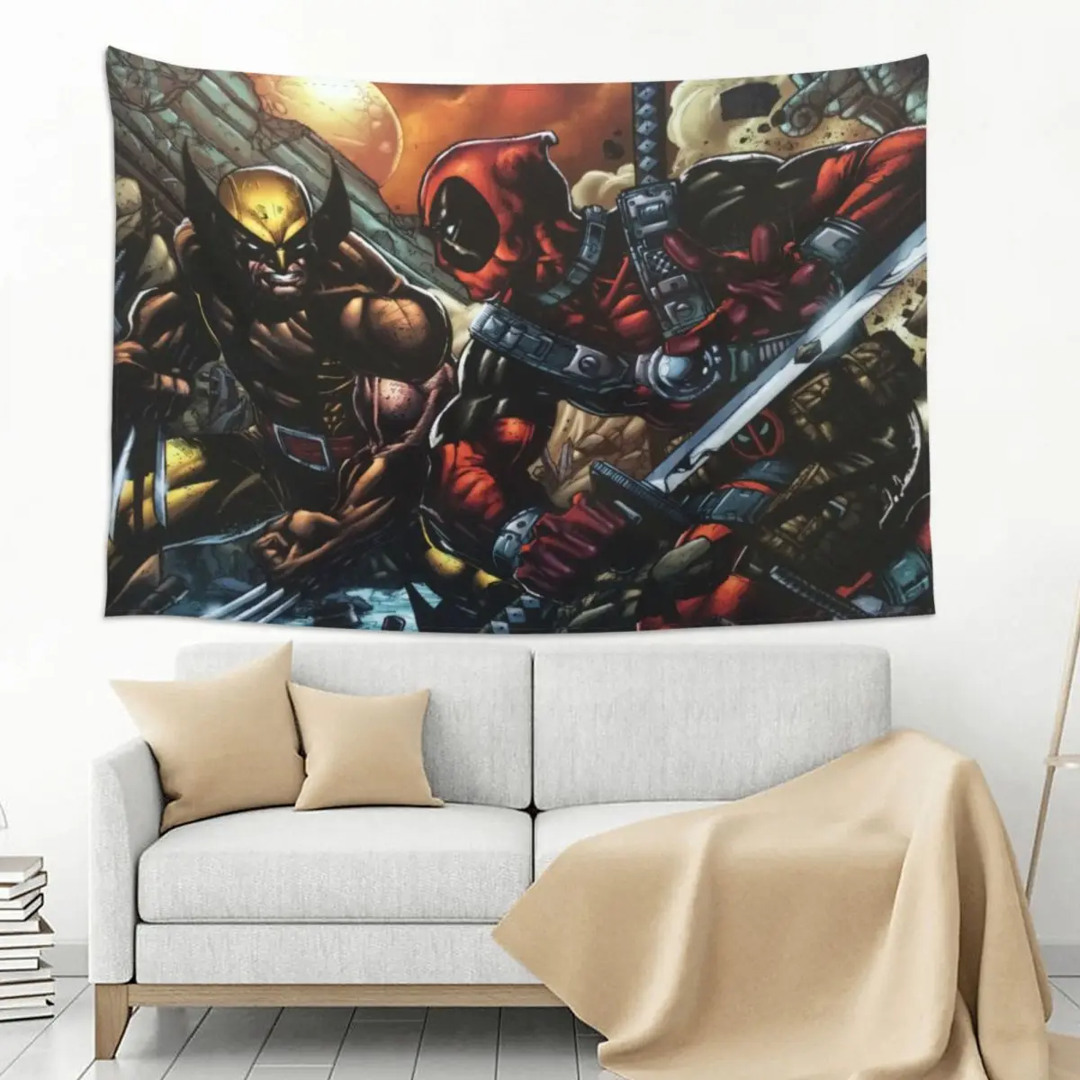 Accessories Deadpool & Wolverine Dormitory 2024 MARVEL Video Background Wall Decoration PrintDecoration  Colored Tapestry Kids