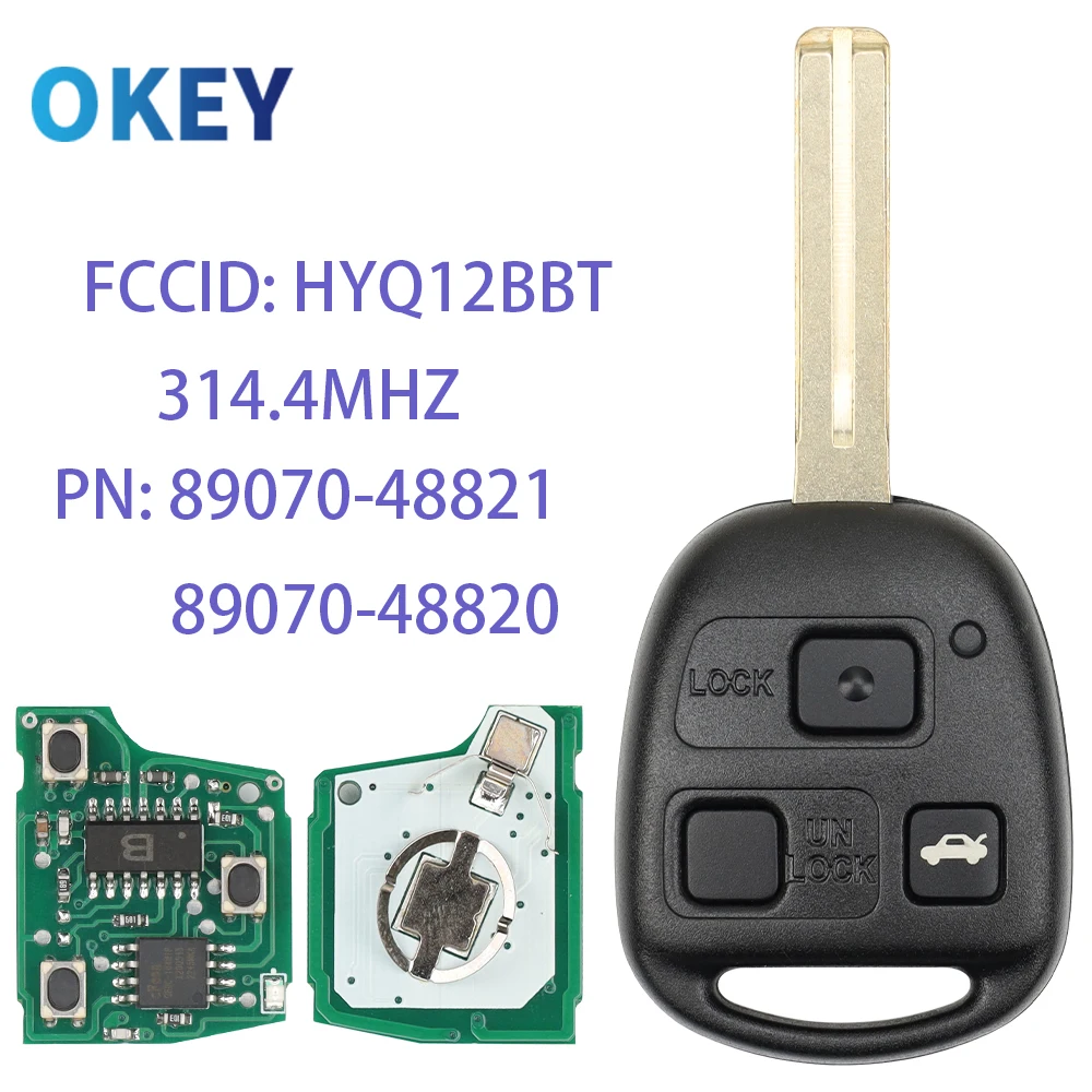 Okey Remote Car Key FOB 4C 4D68 Chip 314.4MHz HYQ12BBT For Lexus RX330 RX350 RX400h 89070-48821