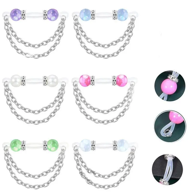 New 1 Pair Adjustable Fake Nipple Rings No-Pierce Acrylic Nipple Rings With Glitter Beads Perfect For Party